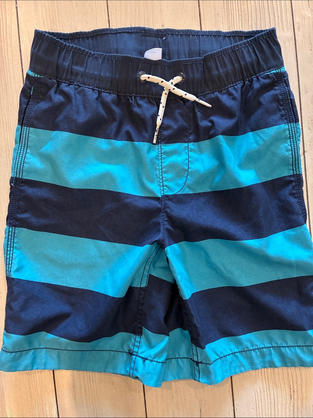 GAP Blue and Aqua Boys' Striped Swim Trunks